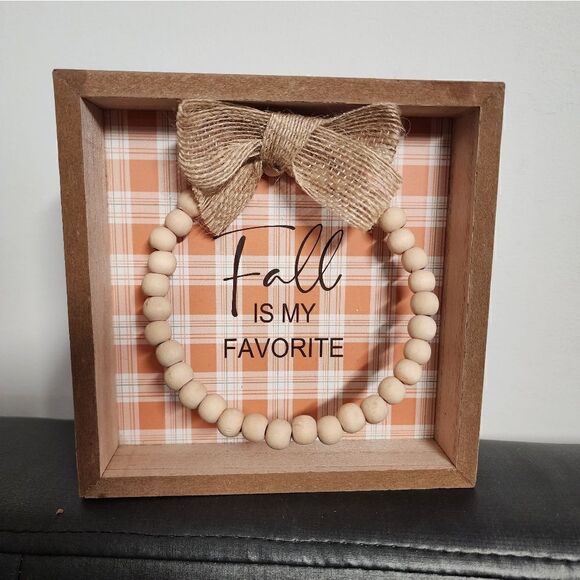 Nwt Thanksgiving, Harvest "Fall Is My Favorite" Tabletop Shadowbox Sign Decor - Picture 1 of 3